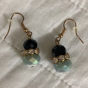 Drop Earrings Dark Blue Light Blue and Gold